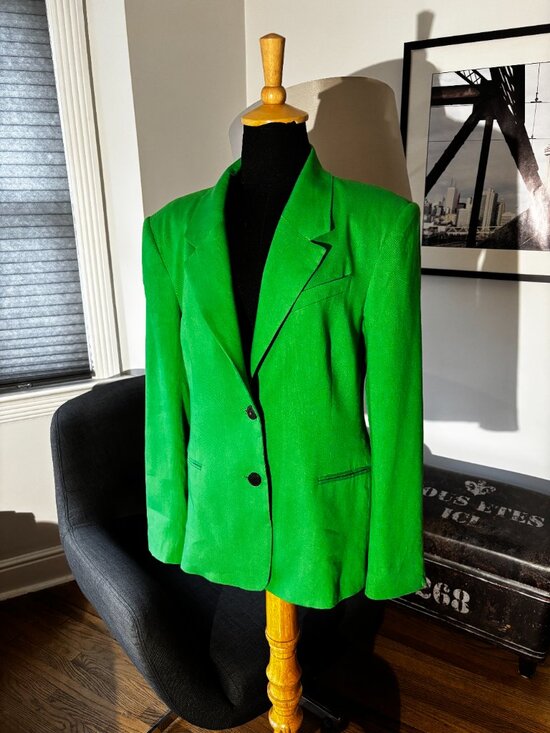 Frame Denim Jackets & Blazers - FRAME The Femme Oversized Linen Blazer - Peridot Green (Size 6)